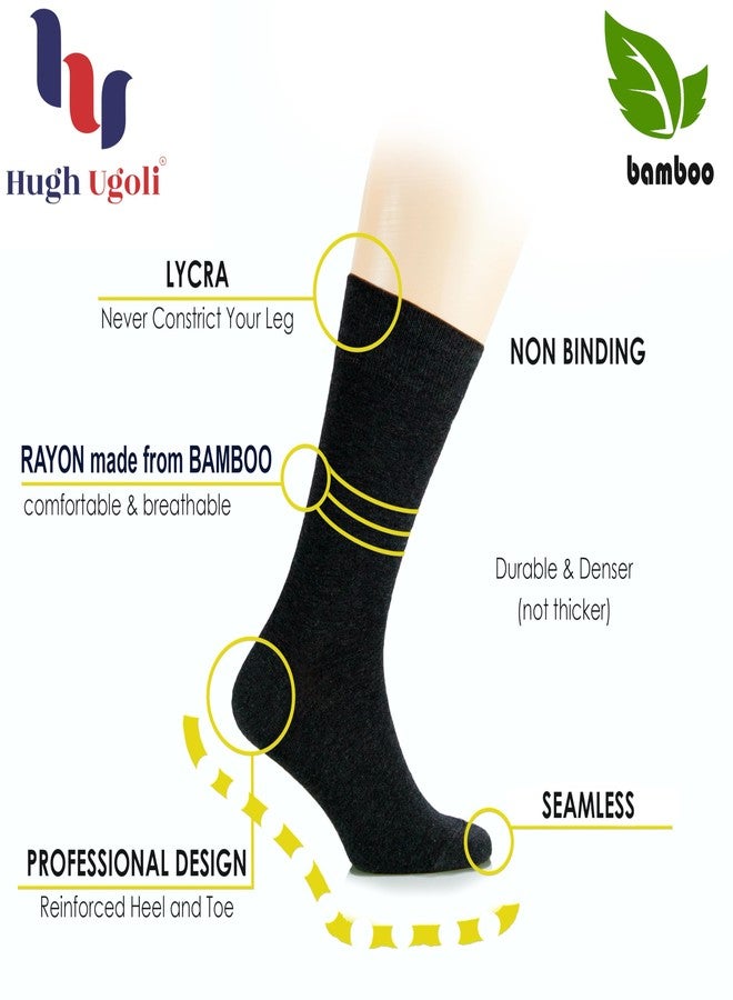 Hugh Ugoli Women's Thin Soft Rayon Crew Socks for Dress & Trouser, Seamless Toe & Non-Binding, Trendy, 3 Pairs, Dark Beige, Shoe Size: 9-11 - Image 2